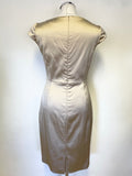 EX SAMPLE LK BENNETT LILIBET CHAMPAGNE CAP SLEEVED PENCIL DRESS  SIZE 10