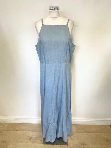 BRAND NEW SELECTED FEMME LIGHT BLUE COTTON FINE STRAP MAXI DRESS SIZE 42 UK 14