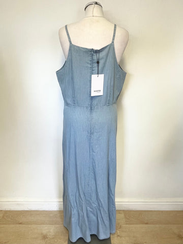 BRAND NEW SELECTED FEMME LIGHT BLUE COTTON FINE STRAP MAXI DRESS SIZE 42 UK 14