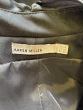 KAREN MILLEN BLACK V NECK DRAPED ORGANZA FRONT SLEEVELESS PENCIL DRESS SIZE 14