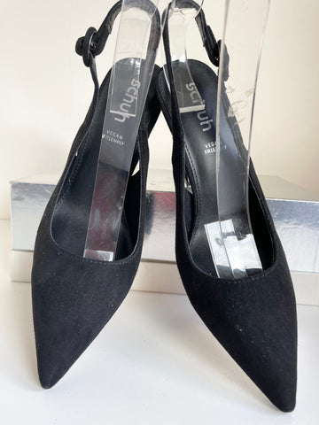 SCHUH BLACK FAUX SUEDE SLINGBACK HEELS SIZE 5/38