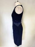 RALPH LAUREN NAVY SEQUIN TRIM SLEEVELESS PENCIL DRESS SIZE 4 UK 8