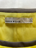 KAREN MILLEN YELLOW,BEIGE & IVORY COLOUR BLOCK COTTON SLEEVELESS DRESS SIZE 12