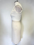 REISS LOURDES IVORY & CREAM PINTUCK BODICE SLEEVELESS PENCIL DRESS SIZE 8