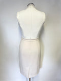 REISS LOURDES IVORY & CREAM PINTUCK BODICE SLEEVELESS PENCIL DRESS SIZE 8