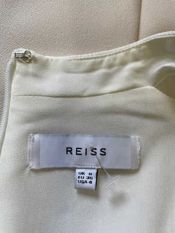 REISS LOURDES IVORY & CREAM PINTUCK BODICE SLEEVELESS PENCIL DRESS SIZE 8