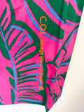 SPORTALM CERISE PINK & EMERALD GREEN & PRINT CROPPED TROUSER & SLEEVELESS TOP SET SIZE 8