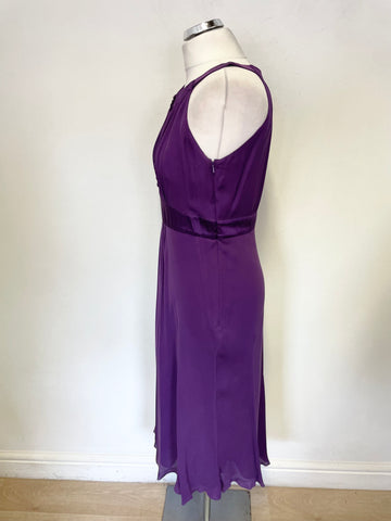 HOBBS 100% SILK PURPLE SPECIAL OCCASION FIT & FLARE DRESS SIZE 12