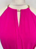 TED BAKER HARPAH BRIGHT PINK ROUND CHAIN NECK LONG SPECIAL OCCASION  DRESS SIZE 1 UK 8/10