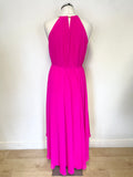 TED BAKER HARPAH BRIGHT PINK ROUND CHAIN NECK LONG SPECIAL OCCASION  DRESS SIZE 1 UK 8/10