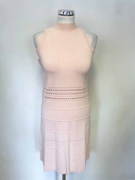 TED BAKER NATLEAH LIGHT PINK KNITTED A-LINE DRESS SIZE 1 UK 8/10