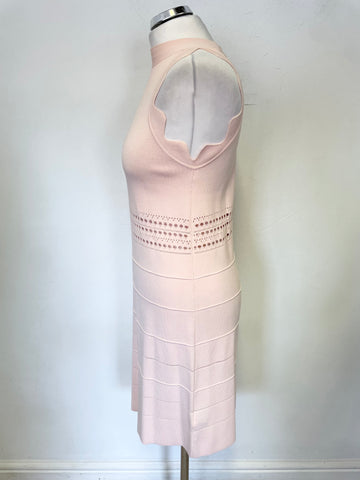 TED BAKER NATLEAH LIGHT PINK KNITTED A-LINE DRESS SIZE 1 UK 8/10