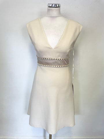 BRAND NEW FOREVER UNIQUE CREAM SLEEVELESS BEADED A-LINE DRESS SIZE 8