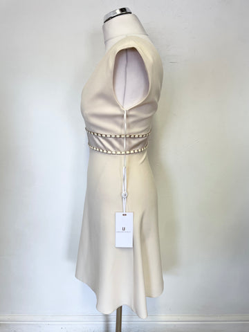 BRAND NEW FOREVER UNIQUE CREAM SLEEVELESS BEADED A-LINE DRESS SIZE 8