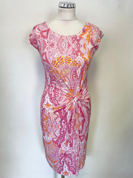 LAUREL PINK PAISLEY PRINT SLEEVELESS PENCIL DRESS SIZE 8