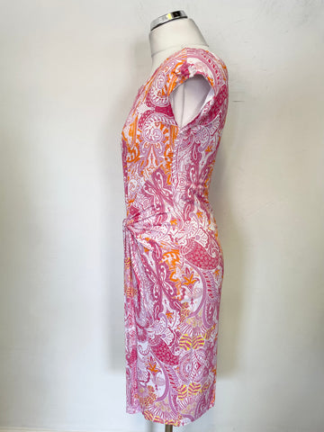 LAUREL PINK PAISLEY PRINT SLEEVELESS PENCIL DRESS SIZE 8