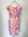 LAUREL PINK PAISLEY PRINT SLEEVELESS PENCIL DRESS SIZE 8