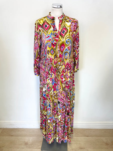 SMITH & SOUL MULTI COLOUR PRINT 3/4 SLEEVE TIERED MAXI DRESS SIZE XS