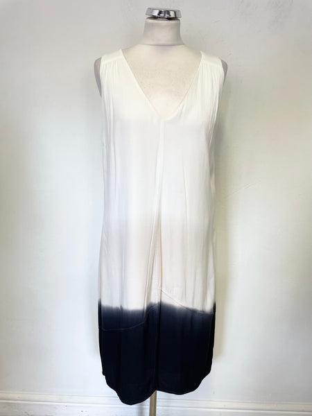 MINT VELVET GRADUATED COLOUR WHITE, CREAM & BLACK SLEEVELESS  DRESS SIZE 14