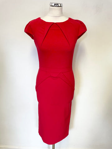 DIVA RED CAP SLEEVED STRETCH BODYCON DRESS SIZE 10