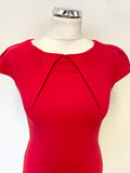 DIVA RED CAP SLEEVED STRETCH BODYCON DRESS SIZE 10