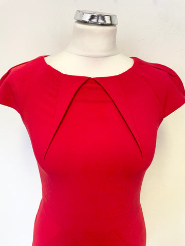 DIVA RED CAP SLEEVED STRETCH BODYCON DRESS SIZE 10