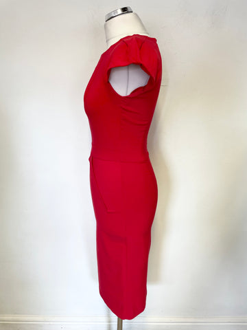 DIVA RED CAP SLEEVED STRETCH BODYCON DRESS SIZE 10