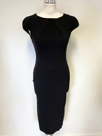 DIVA BLACK CAP SLEEVED STRETCH BODYCON DRESS SIZE M