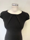 DIVA BLACK CAP SLEEVED STRETCH BODYCON DRESS SIZE M