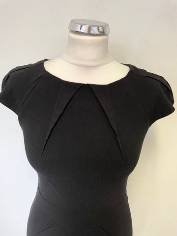 DIVA BLACK CAP SLEEVED STRETCH BODYCON DRESS SIZE M