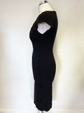 DIVA BLACK CAP SLEEVED STRETCH BODYCON DRESS SIZE M