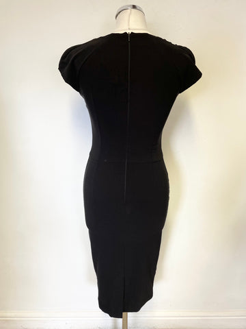 DIVA BLACK CAP SLEEVED STRETCH BODYCON DRESS SIZE M