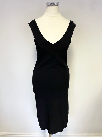 REISS LUCA BLACK CROSS OVER BACK SLEEVELESS BODYCON DRESS SIZE S