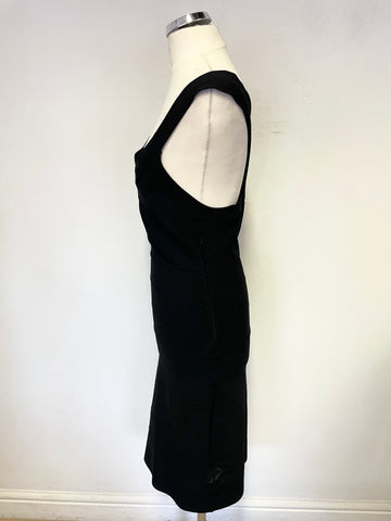 REISS LUCA BLACK CROSS OVER BACK SLEEVELESS BODYCON DRESS SIZE S