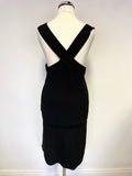 REISS LUCA BLACK CROSS OVER BACK SLEEVELESS BODYCON DRESS SIZE S