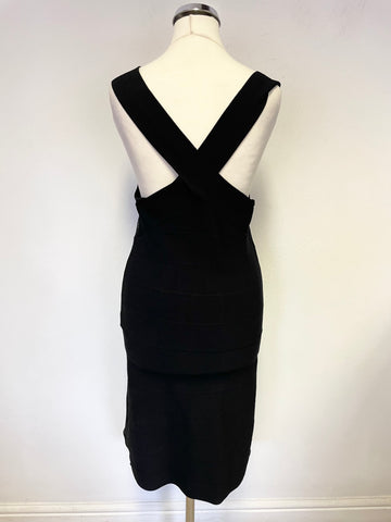 REISS LUCA BLACK CROSS OVER BACK SLEEVELESS BODYCON DRESS SIZE S