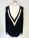 REISS MATILDA BLACK & WHITE CONTRAST STRIPE RIB KNIT LONG SLEEVED JUMPER SIZE L