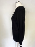 REISS MATILDA BLACK & WHITE CONTRAST STRIPE RIB KNIT LONG SLEEVED JUMPER SIZE L