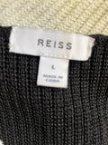 REISS MATILDA BLACK & WHITE CONTRAST STRIPE RIB KNIT LONG SLEEVED JUMPER SIZE L