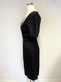 WHISTLES BLACK V NECK SHORT SLEEVED PENCIL DRESS SIZE 8