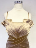 KAREN MILLEN GOLD FAN DETAILED BODICE SPECIAL OCCASSION DRESS SIZE 10