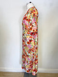 NOBODYS CHILD MULTI COLOURED FLORAL PRINT SHORT SLEEVE MIDI DRESS SIZE 16