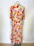 NOBODYS CHILD MULTI COLOURED FLORAL PRINT SHORT SLEEVE MIDI DRESS SIZE 16