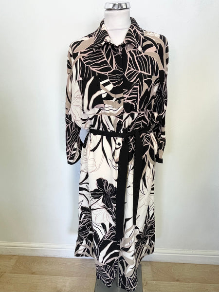 BRAND NEW JOSEPH RIBKOFF MULTI COLOURED PRINT COLLARED 3/4 SLEEVED TIE WAIST MIDI DRESS SIZE 12