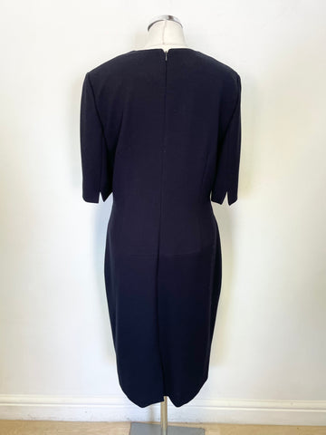 HOBBS NAVY BLUE SHORT SLEEVED DRESS  SIZE 14