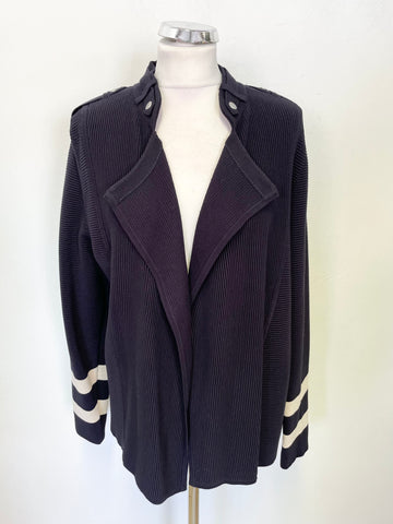 BRAND NEW MINT VELVET LE MARAIS NAVY OPEN WATERFALL CARDIGAN SIZE L