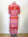 NOEN MULTI COLOURED STRIPE DESIGN COLLARED BUTTON THROUGH SHORT SLEEVE MIDI DRESS SIZE 12