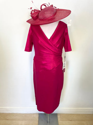 BRAND NEW WITH TAGS ISPIRATO MORELLO RED SPECIAL OCCASION DRESS & MATCHING HATINATOR SIZE 14