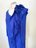 JOSEPH RIBKOFF BLUE FRILL FRONT 3/4 SLEEVE SPECIAL OCCASION DRESS SIZE 14