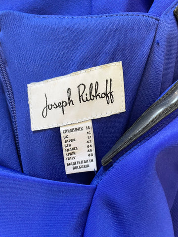 JOSEPH RIBKOFF BLUE FRILL FRONT 3/4 SLEEVE SPECIAL OCCASION DRESS SIZE 14